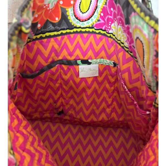 Vera Bradley Medium pink Ziggy Zinnia Quilted Cotton Floral Tote Shoulder Bag - Picture 5 of 5